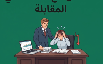 وظف محترف يعاني من التوتر أثناء إجراء مقابلة عمل وتظهر عليه علامات الضغط النفسي.