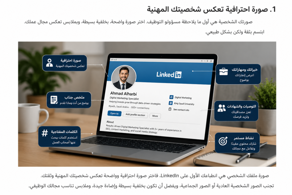 داخل-المقال-1024x683 كيف تبني حساب لينكد إن (LinkedIn) احترافي يجذب مسؤولي التوظيف؟